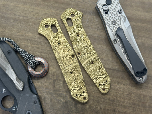 Dama HEIMSKRNGLA pattern engraved Brass Scales for Benchmade 940 Osborne