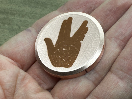 Long Live and Prosper engraved Copper Spinning Worry Coin Spinning Top