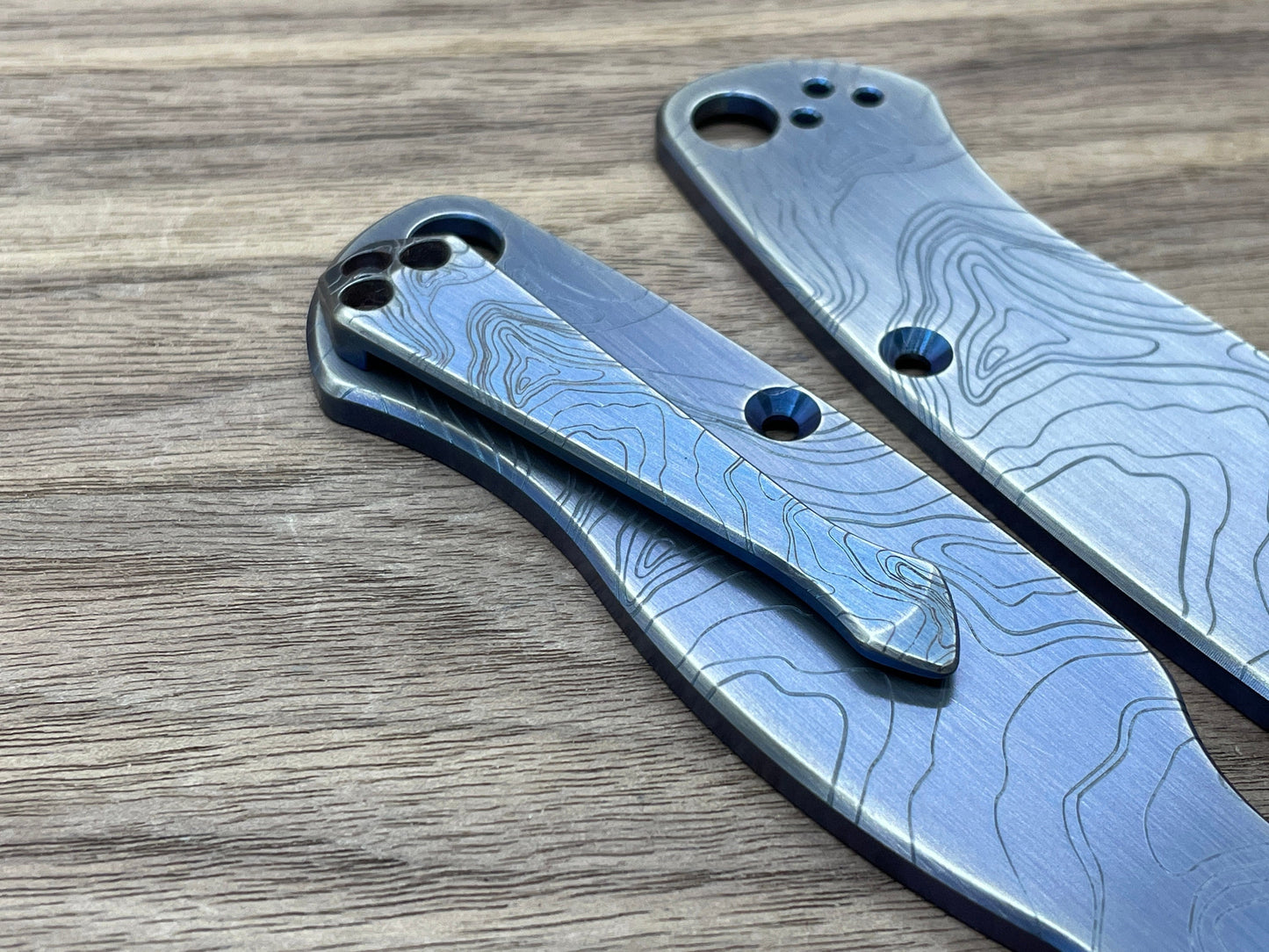 TOPO Blue Ano Brushed SPIDY Titanium CLIP for most Spyderco models