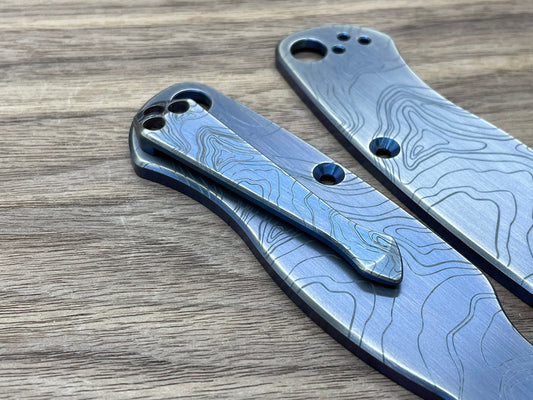 TOPO Blue Ano Brushed SPIDY Titanium CLIP for most Spyderco models