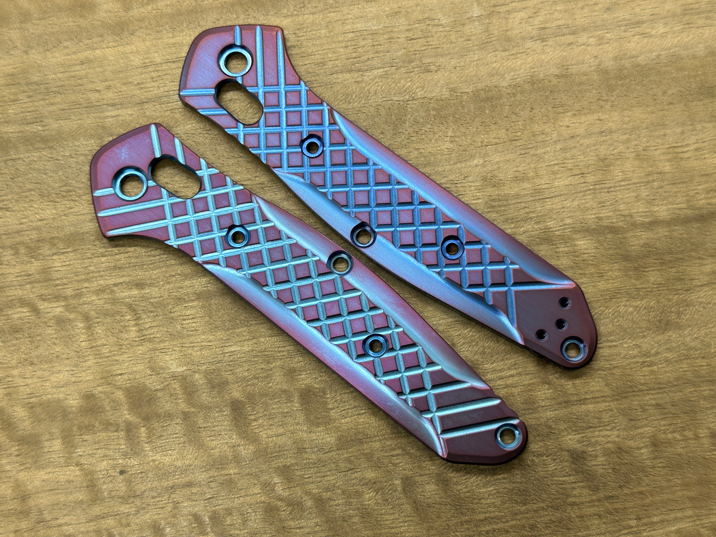2 Tone (Blue-Purple) FRAG Cnc milled Titanium Scales for Benchmade 940 Osborne