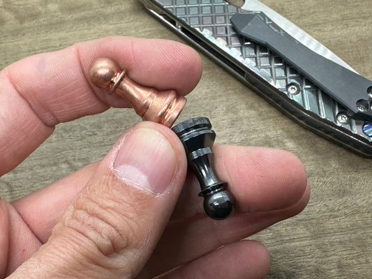 Haptic-PAWN Slider: Polished Zirconium & Tumbled Copper - Chess Pawn fidget