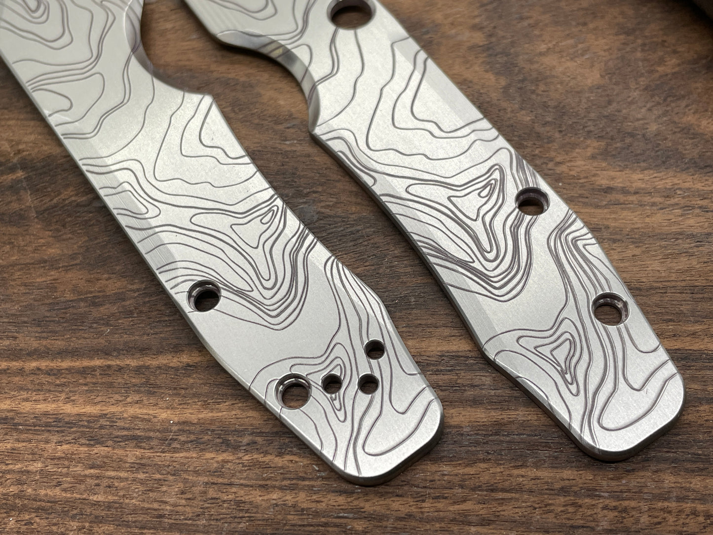 TOPO engraved Titanium Scales for Spyderco SMOCK