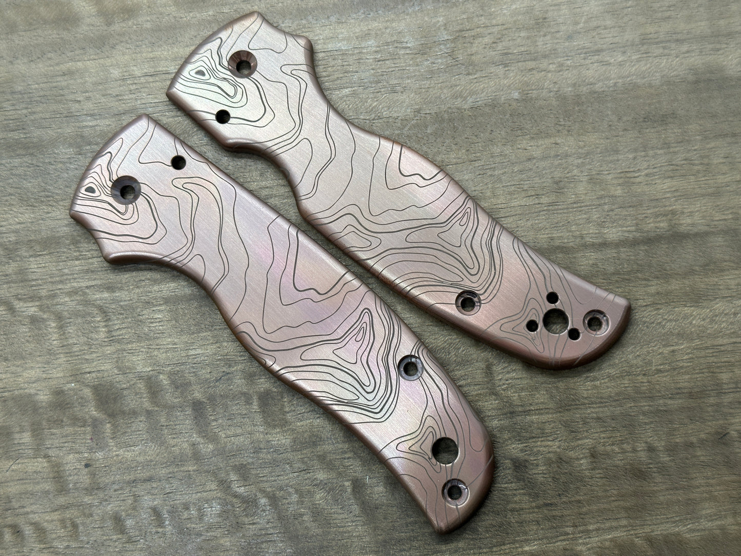 Dark TOPO engraved Copper Scales for SHAMAN Spyderco