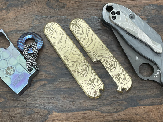 TOPO engraved 91mm Brass Scales for Swiss Army SAK