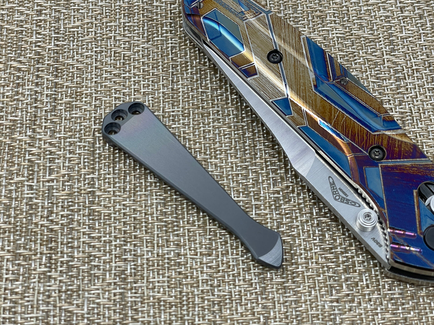 Black Rainbow flamed Zirconium SPIDY CLIP for most Benchmade models