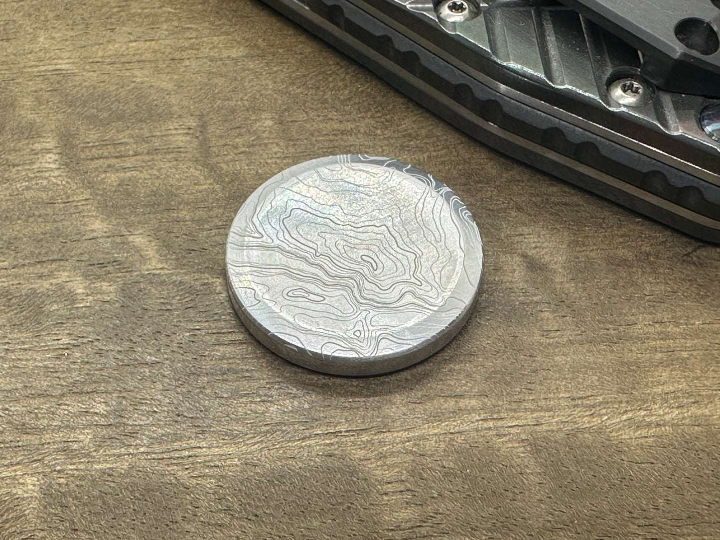 4 sizes TOPO engraved Aerospace grade Aluminum Worry Coin