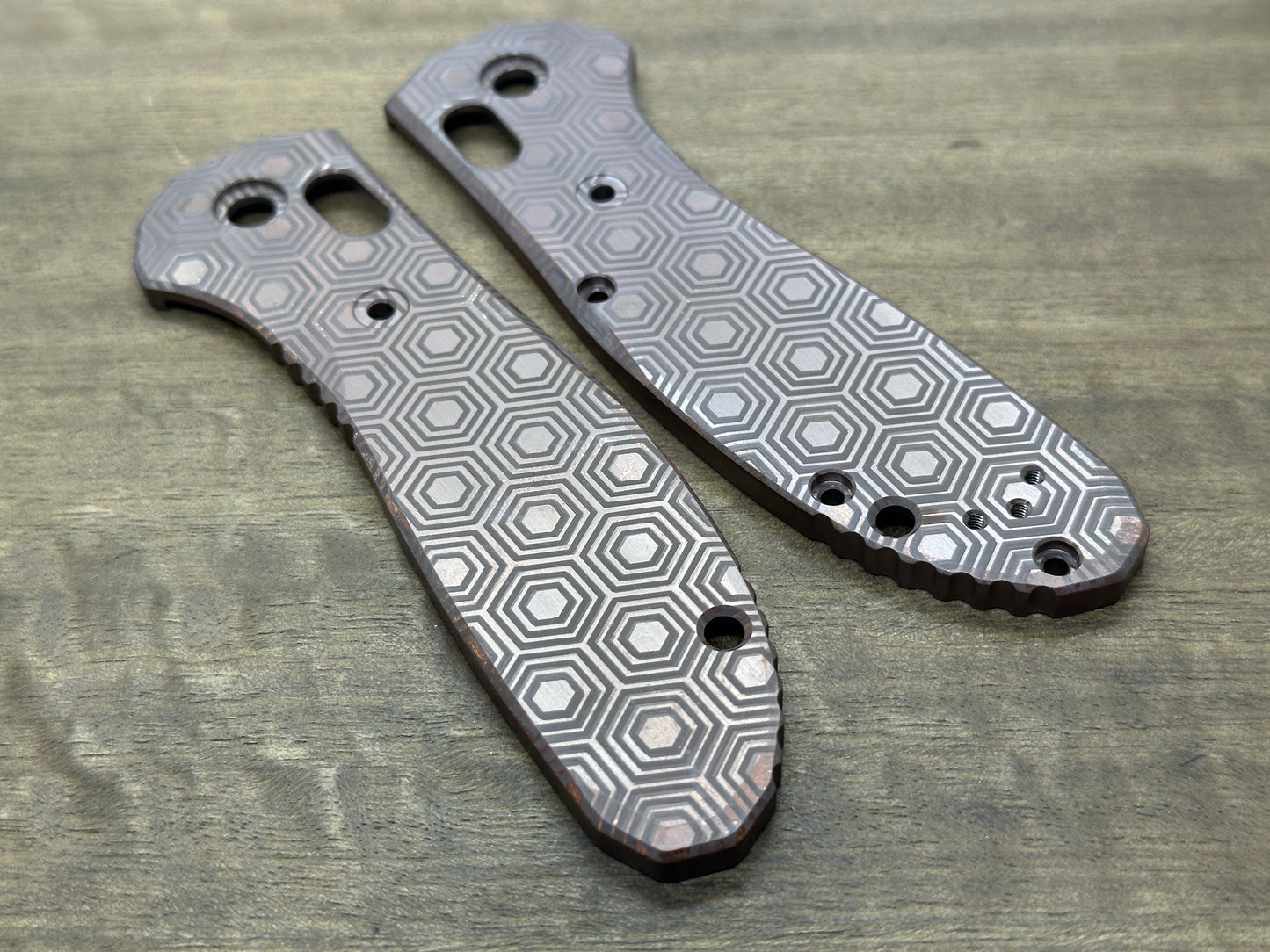 HONEYCOMB Dark engraved COPPER Scales for Benchmade GRIPTILIAN 551 & 550