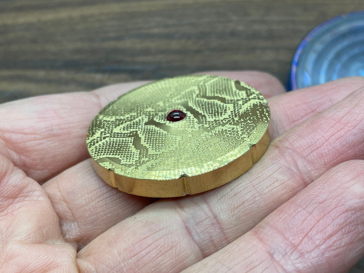 REPTILIAN engraved Brass Spinning Worry Coin Spinning Top