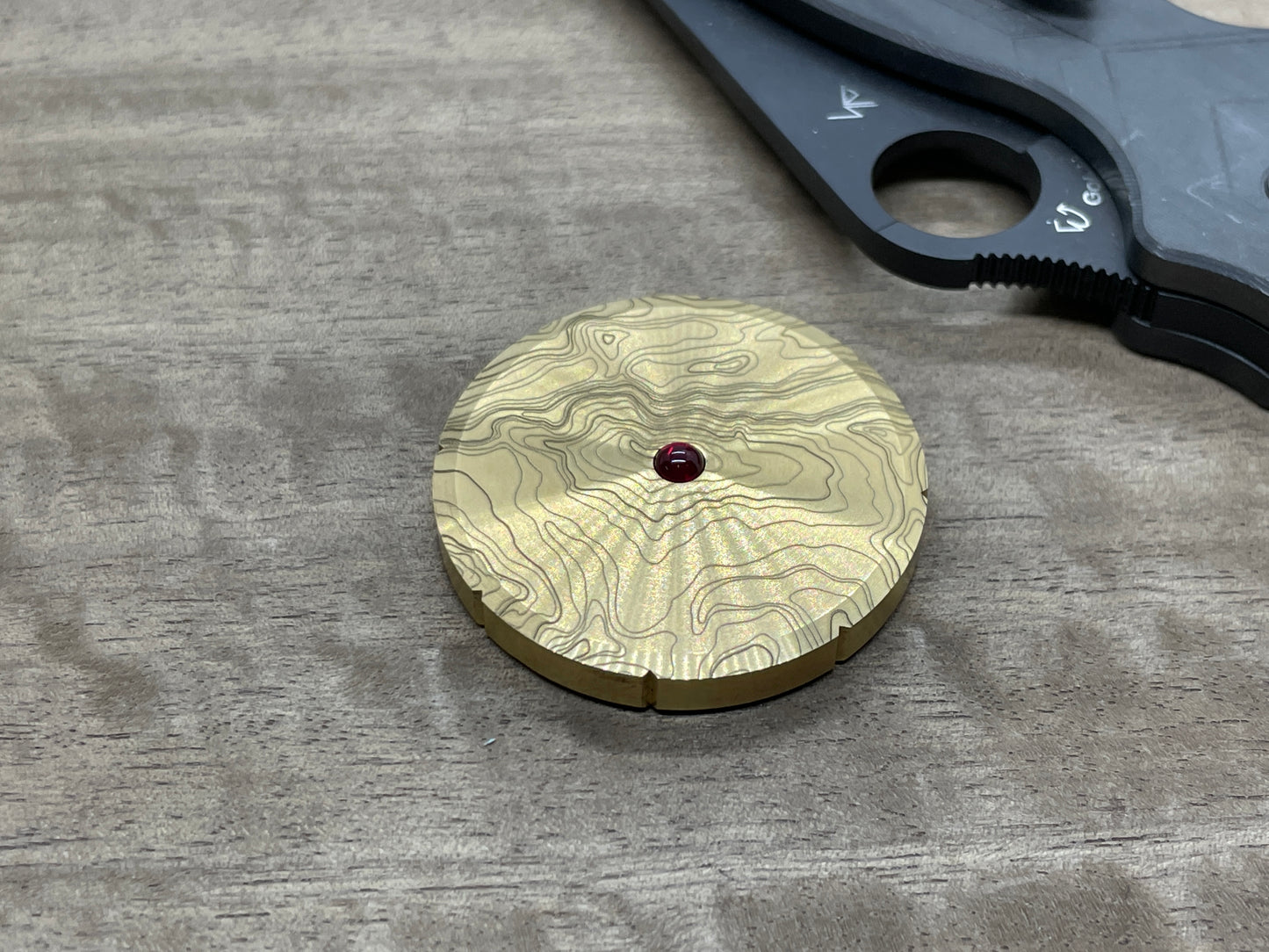 TOPO engraved Brass Spinning Worry Coin Spinning Top