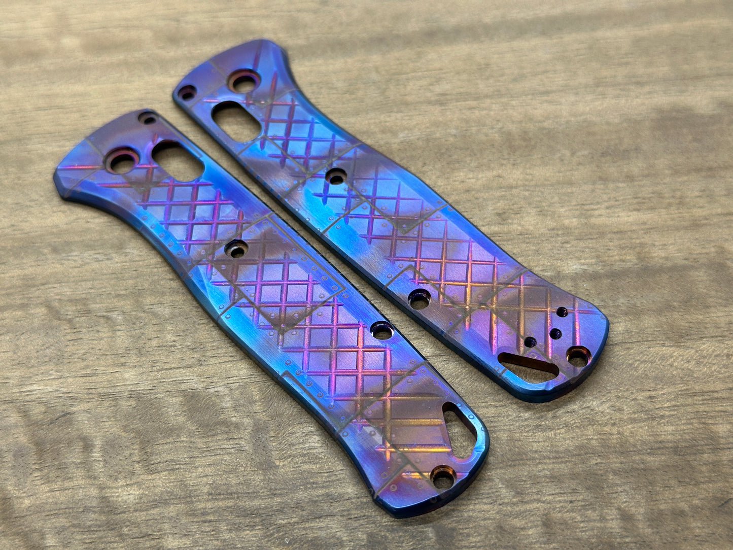 RIVETED AIRPLANE Flamed FRAG Cnc milled Titanium Scales for Benchmade Bugout 535