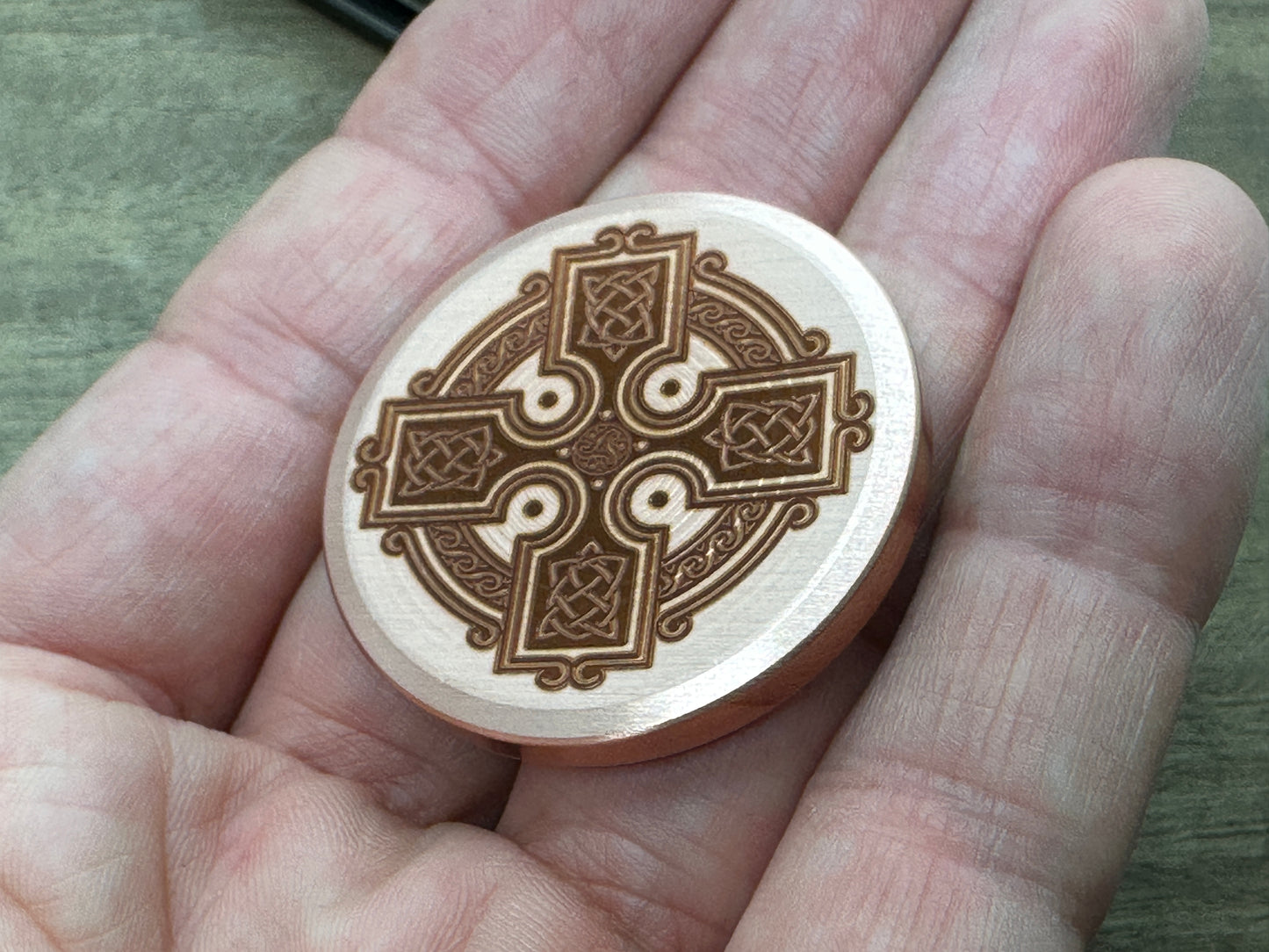 3 Sizes TREE of LIFE / Celtic Cross Copper Worry Coin