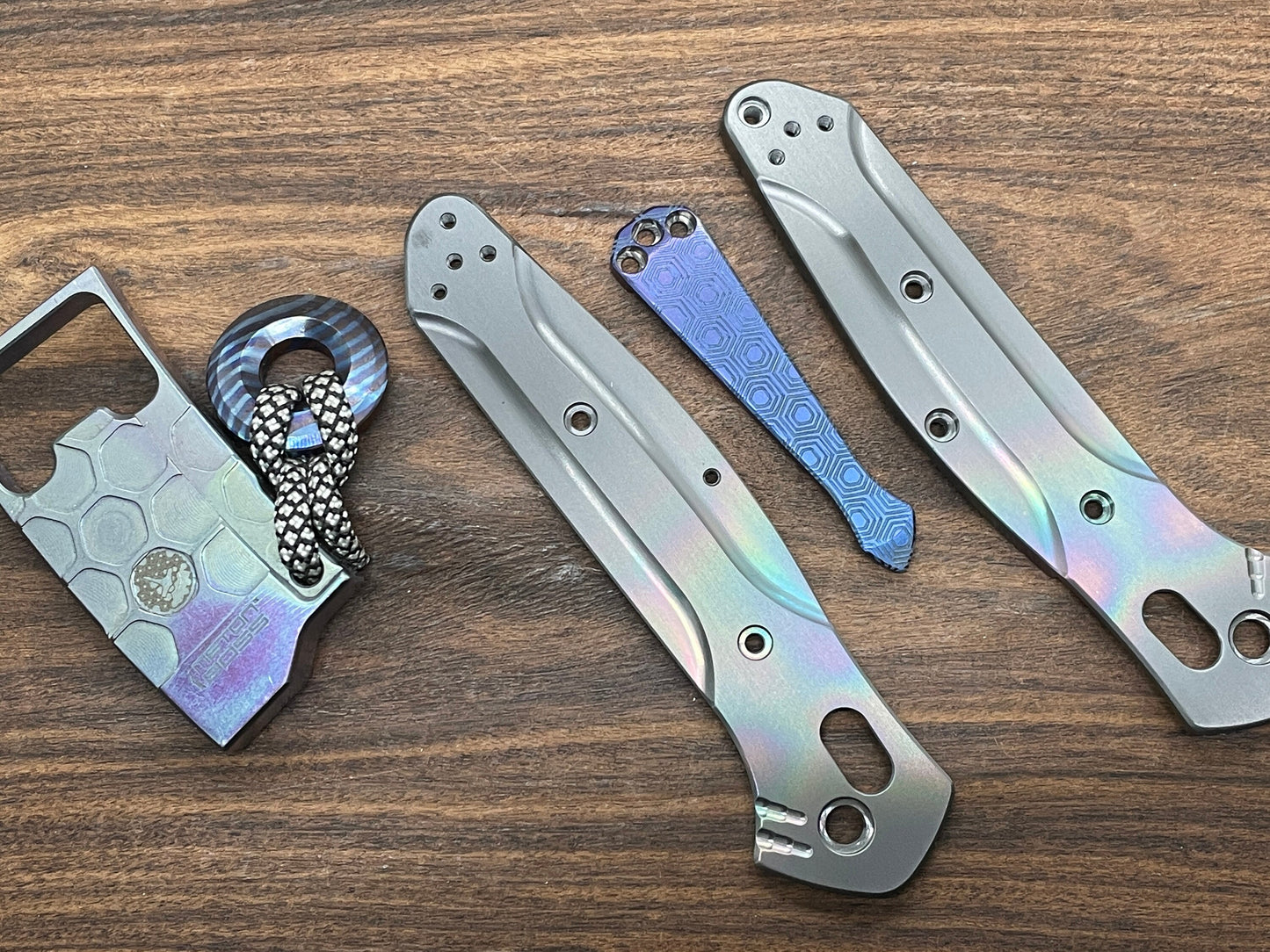 Blue ano HONEYCOMB engraved SPIDY Titanium CLIP for most Benchmade models