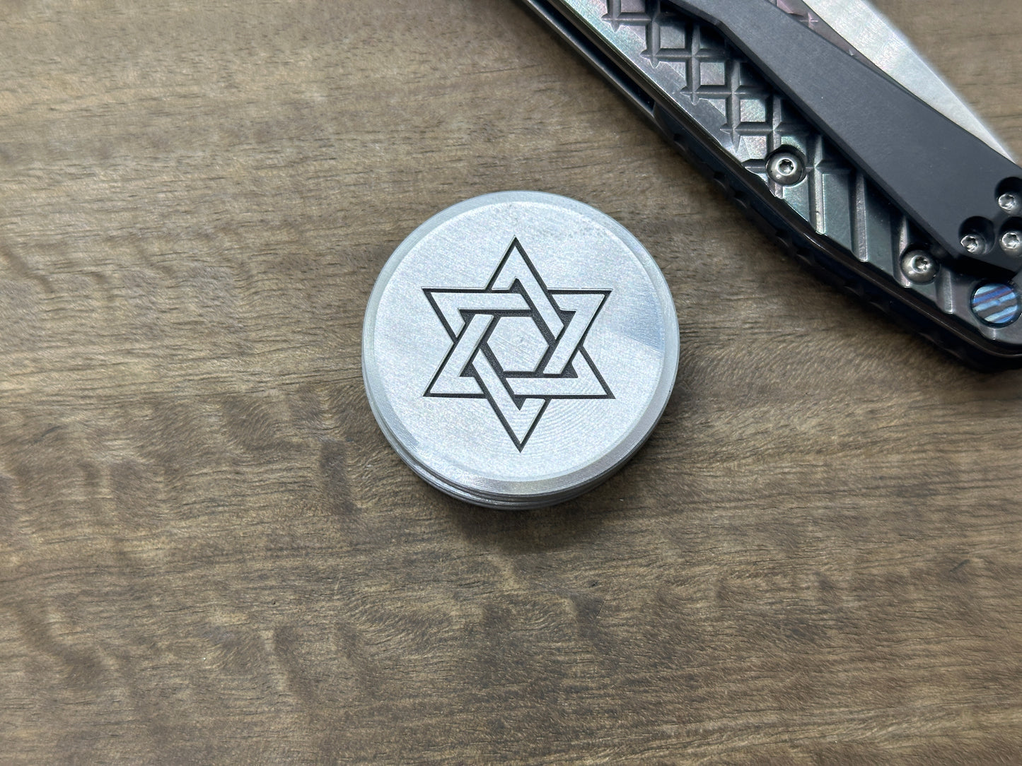 Stars of David engraved Aluminum CLICKY Haptic Coins Fidget