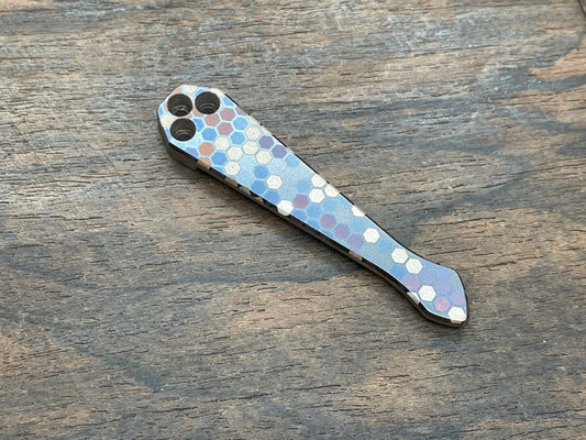 Blue SPIDY Honeycomb heat ano engraved Titanium CLIP for most Spyderco models