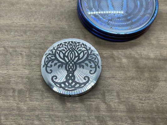 Tree of Life - Celtic Cross engraved Greek Ascoloy Spinning Worry Coin