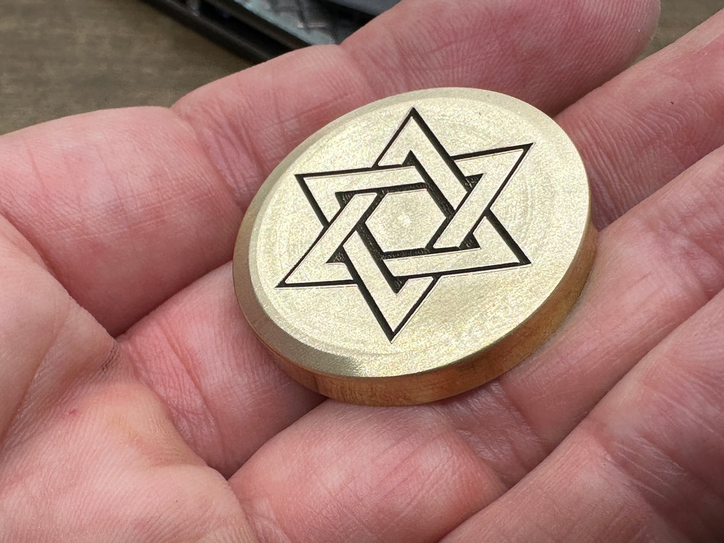 3 Sizes Stars of David engraved Brass Worry Coin