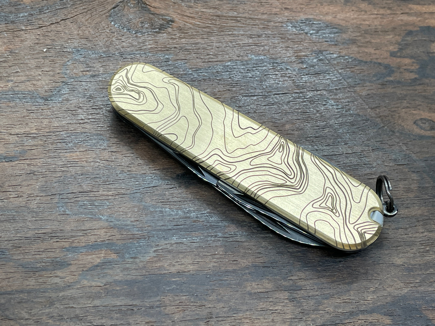 TOPO engraved 91mm Brass Scales for Swiss Army SAK