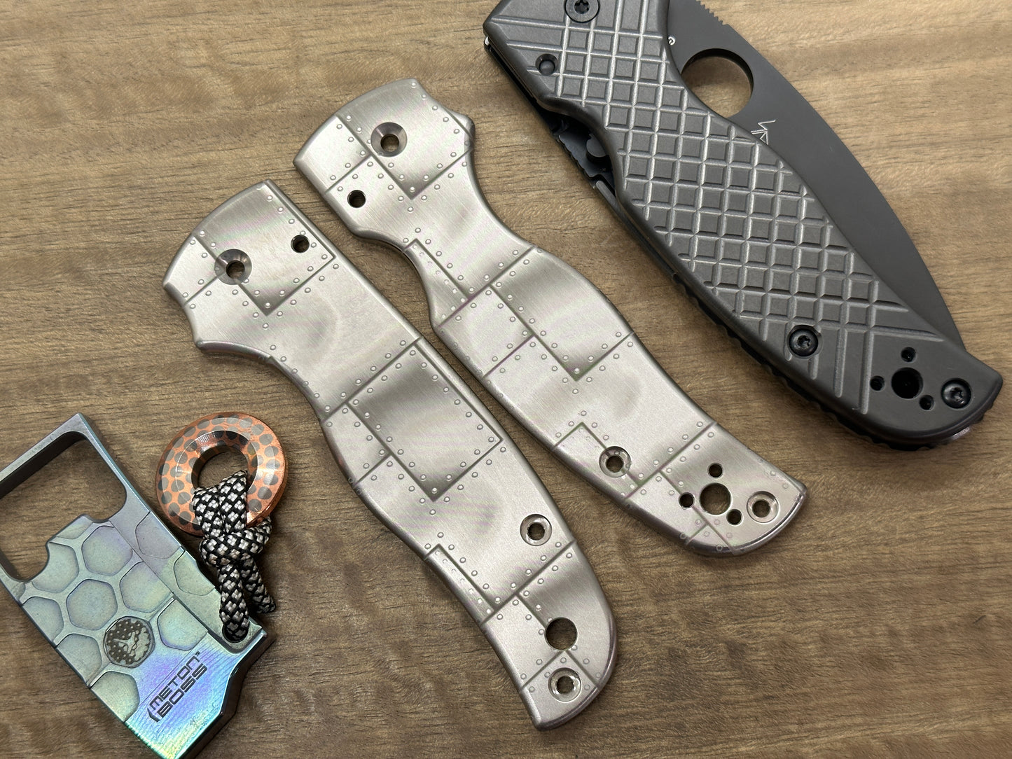 RIVETED AIRPLANE Titanium Scales for SHAMAN Spyderco