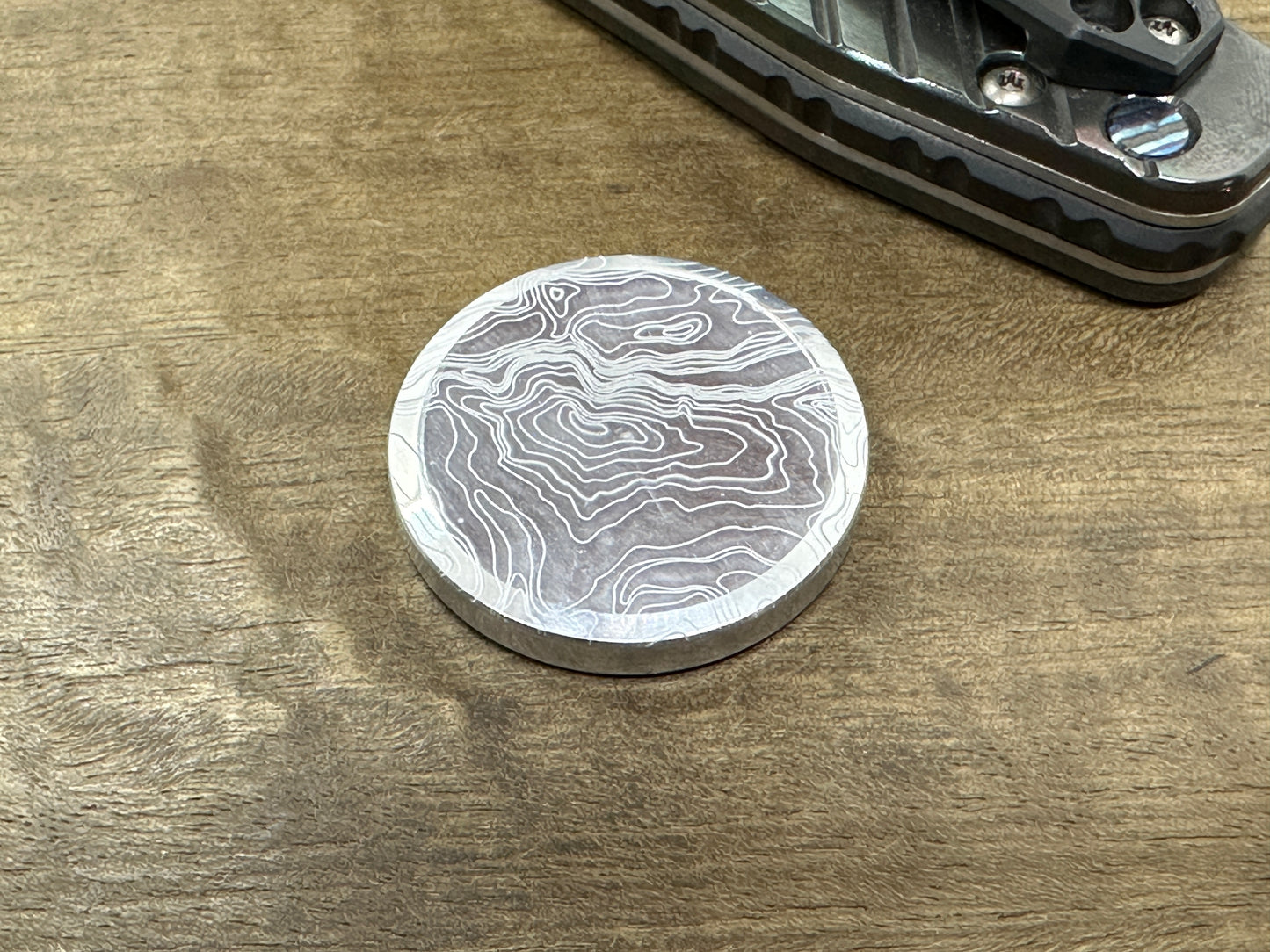 4 sizes TOPO engraved Aerospace grade Aluminum Worry Coin