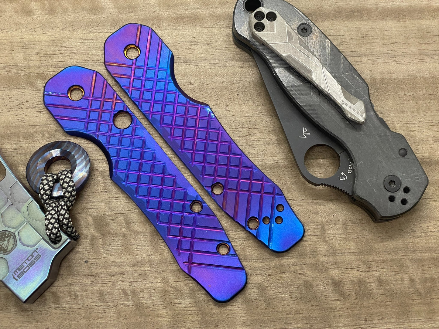 Flamed FRAG milled Titanium Scales for Spyderco SMOCK