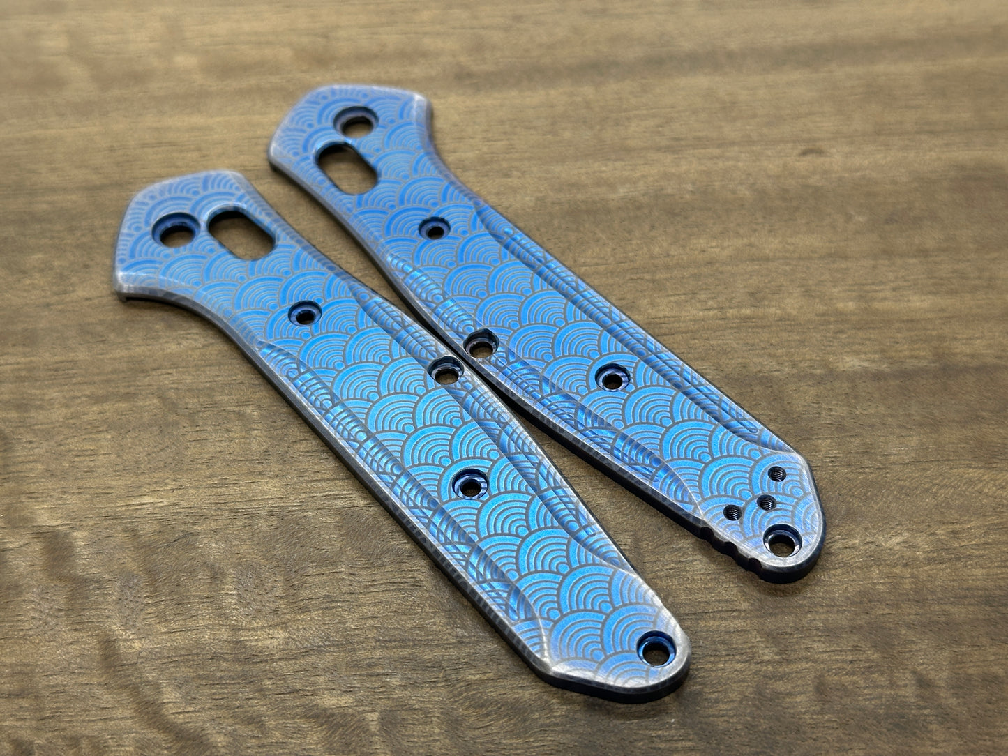 SEIGAIHA Blue Ano Brushed Titanium Scales for Benchmade 940 Osborne