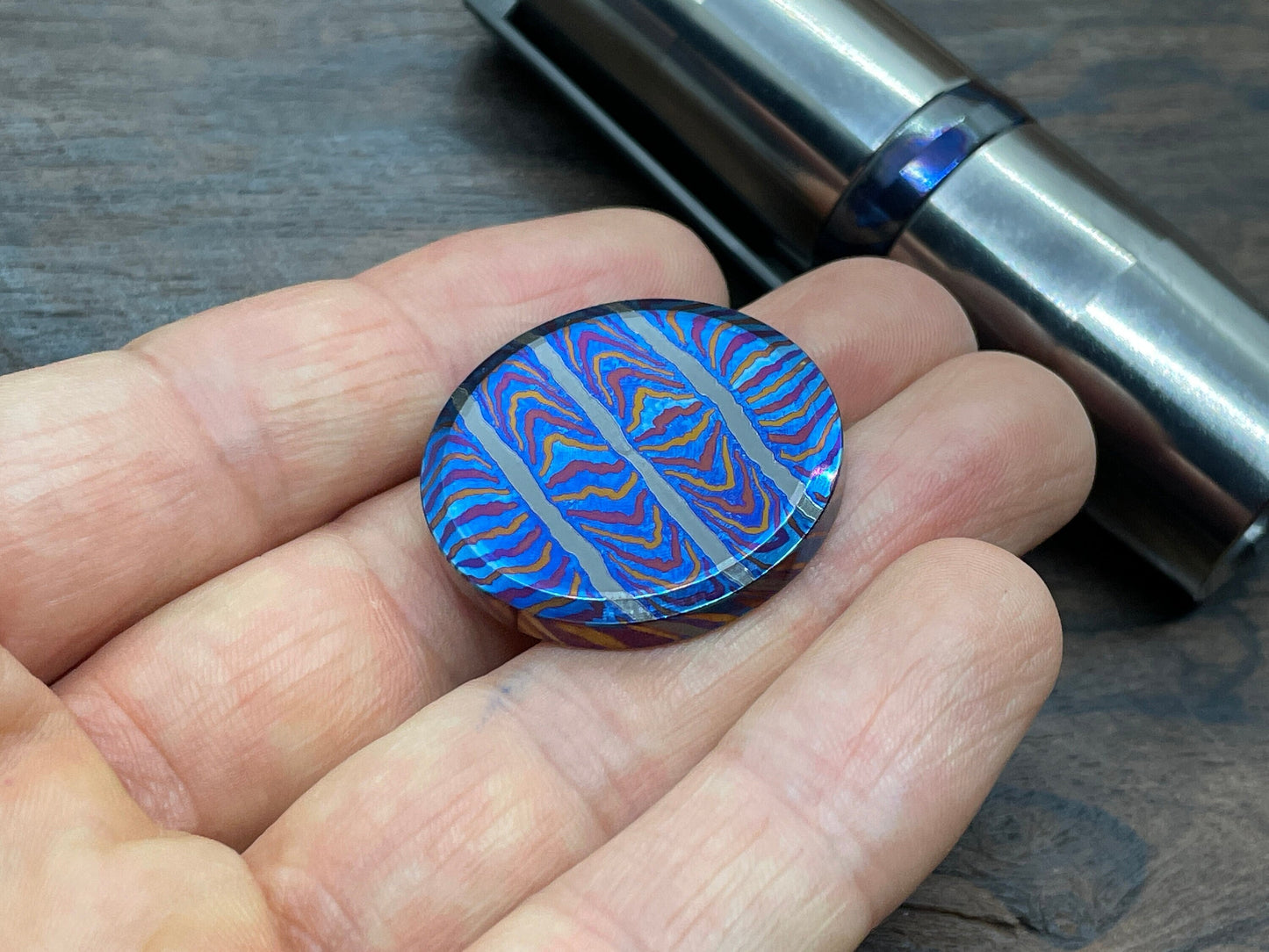 3 Sizes ZircuTi MOSAIC Worry Coin Black Timascus Worry Coin Metal