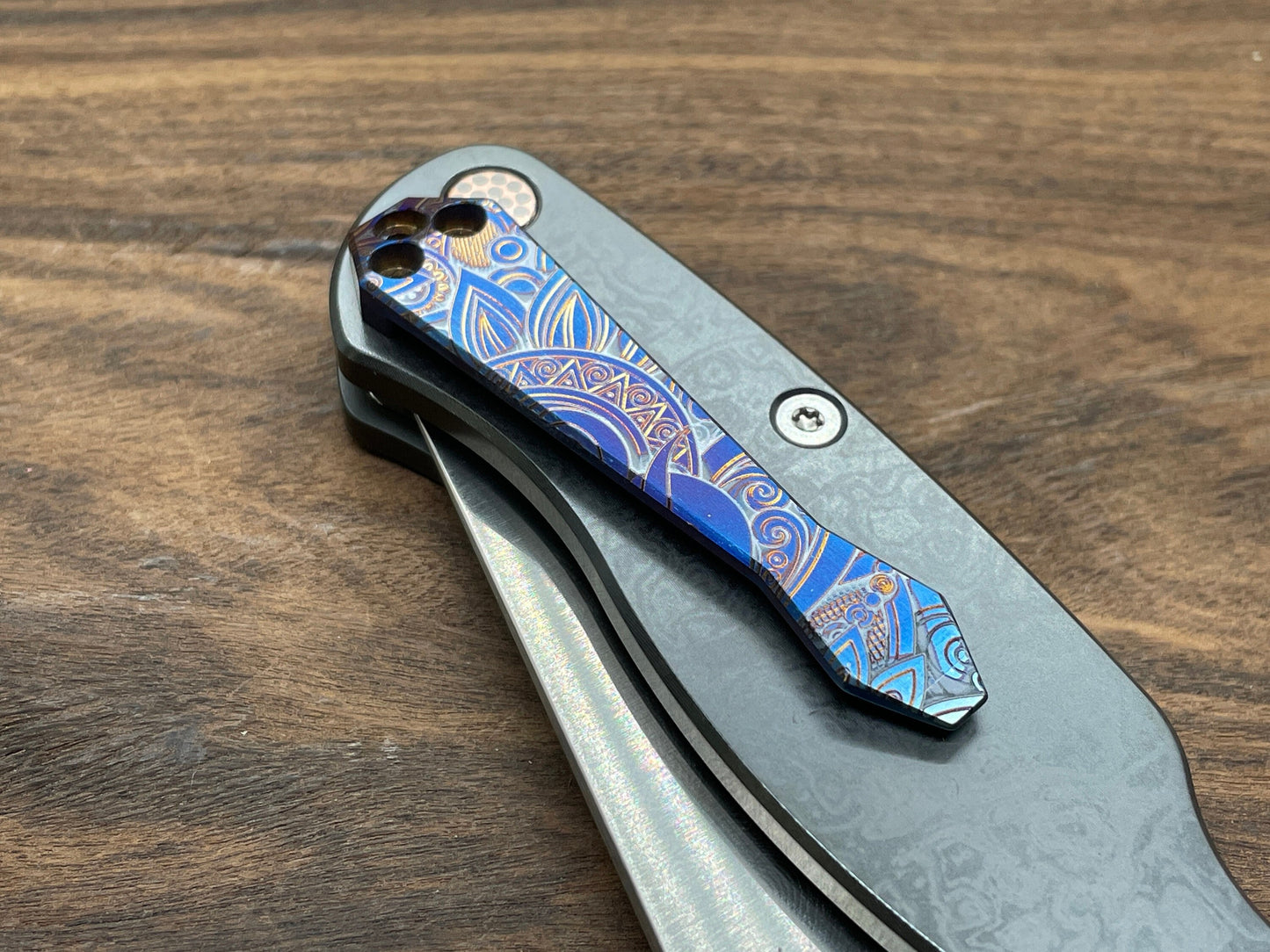 SUNRISE heat ano engraved Dmd Titanium CLIP for most Spyderco models