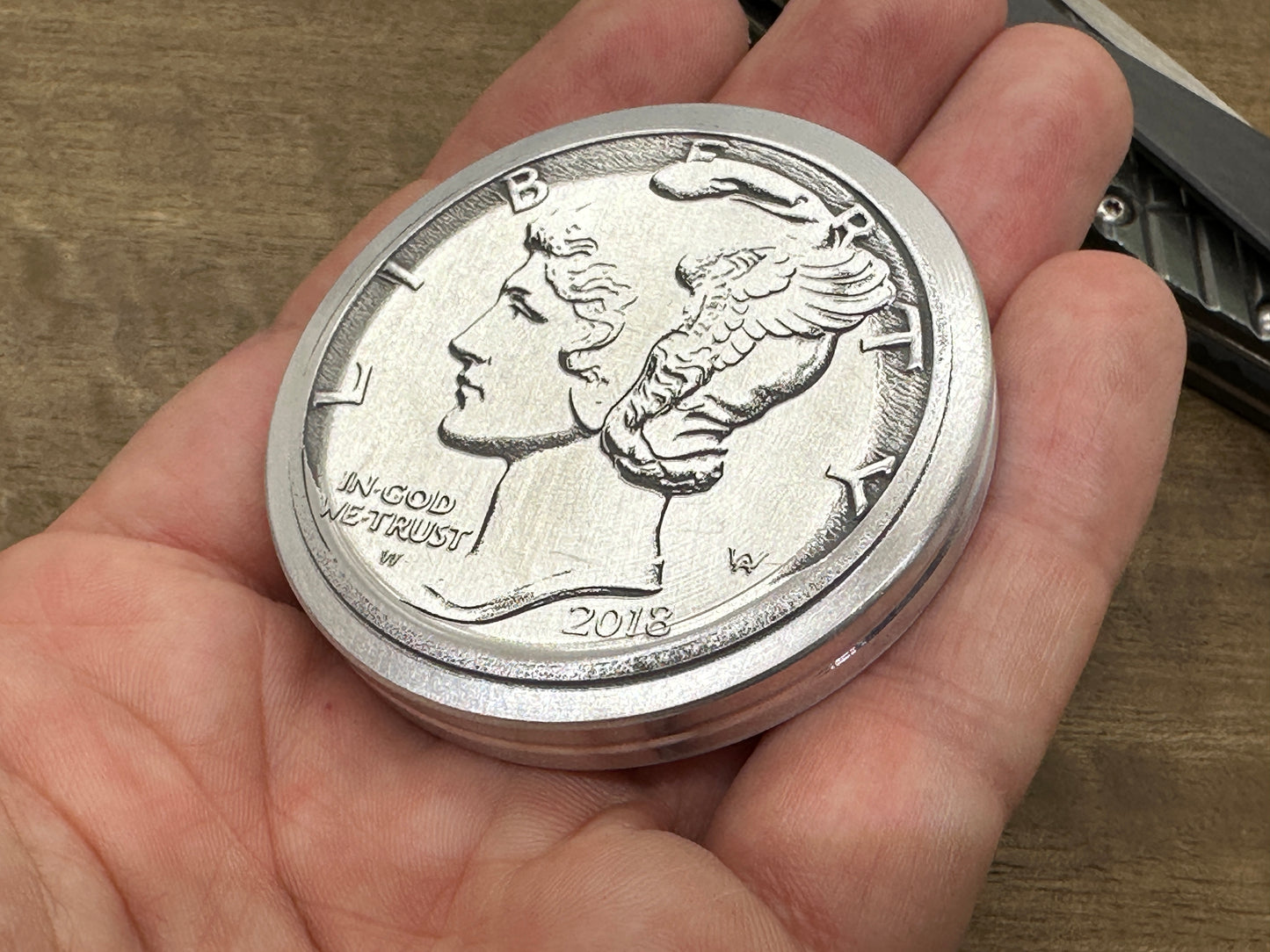 4 sizes Liberty Deep engraved Aluminum Worry Coin