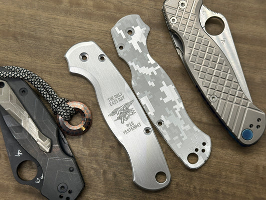 US NAVY Seals The only easy day was yesterday Aluminum scales for Spyderco Paramilitary 2 PM2