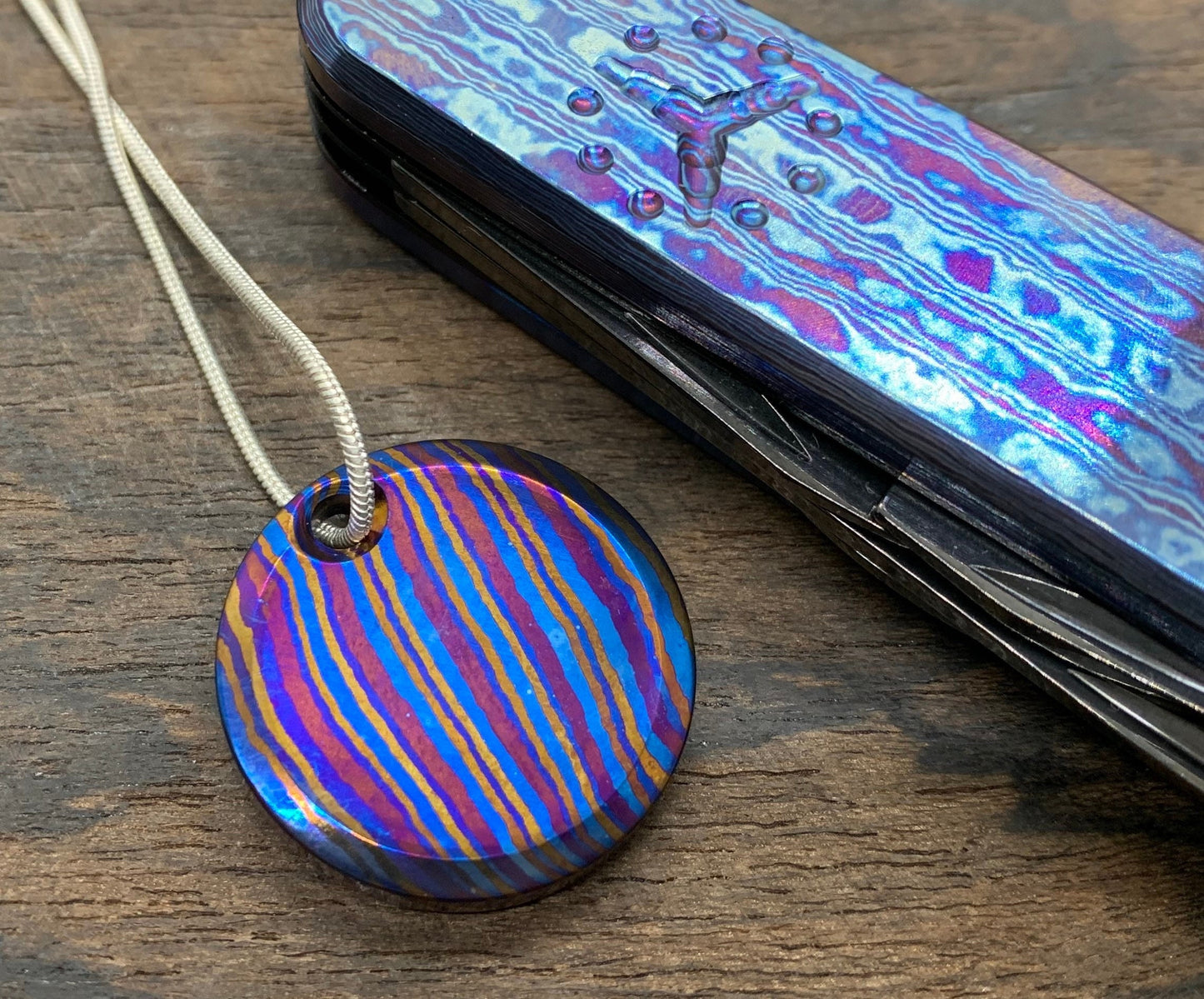 Timascus Pendant Keychain Dog tag Key fob Necklace