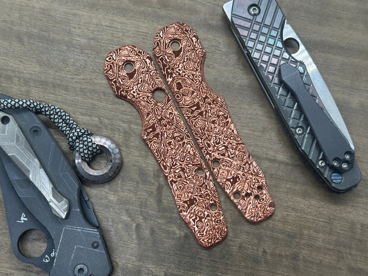 ALIEN engraved FRAG milled Copper Scales for Spyderco SMOCK