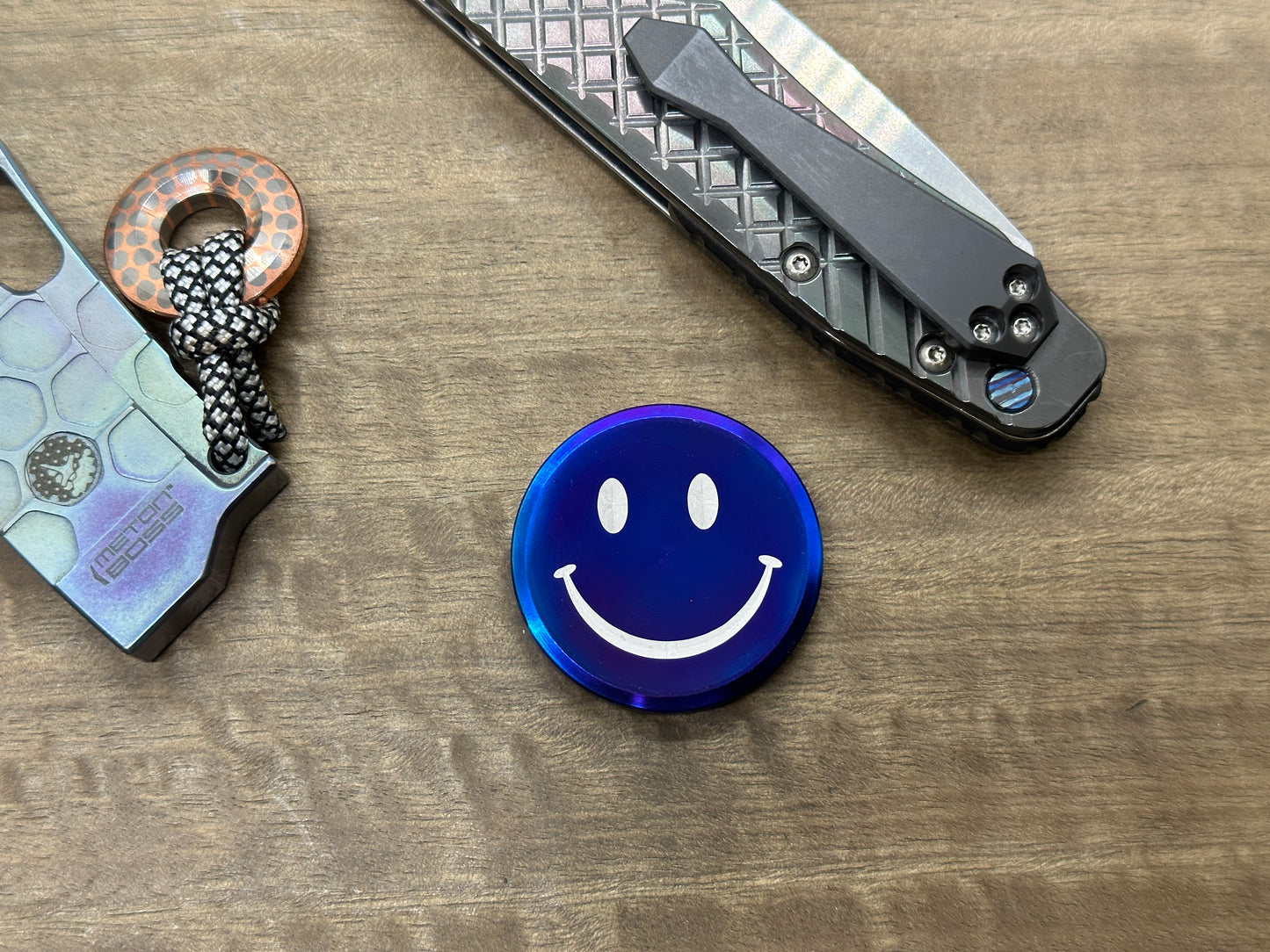 4 sizes Smiley - Sad (Yes-No decision maker) Flamed Titanium Worry Coin