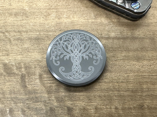 4 sizes TREE of LIFE / Celtic Cross Black Zirconium Worry Coin