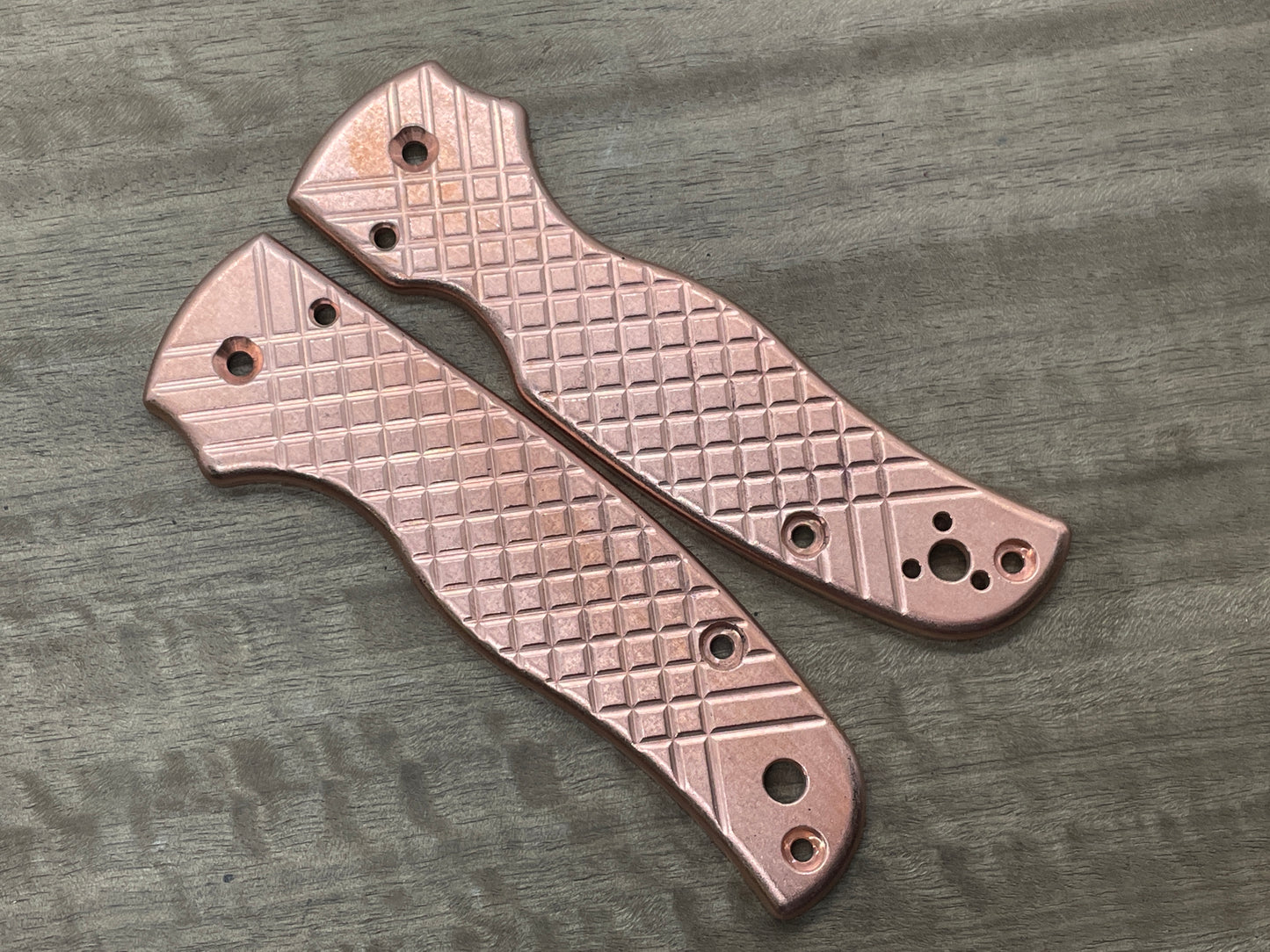 FRAG milled Tumbled Copper Scales for SHAMAN Spyderco