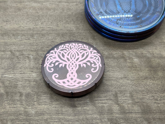 Tree of Life - Celtic Cross engraved Copper Spinning Worry Coin Spinning Top