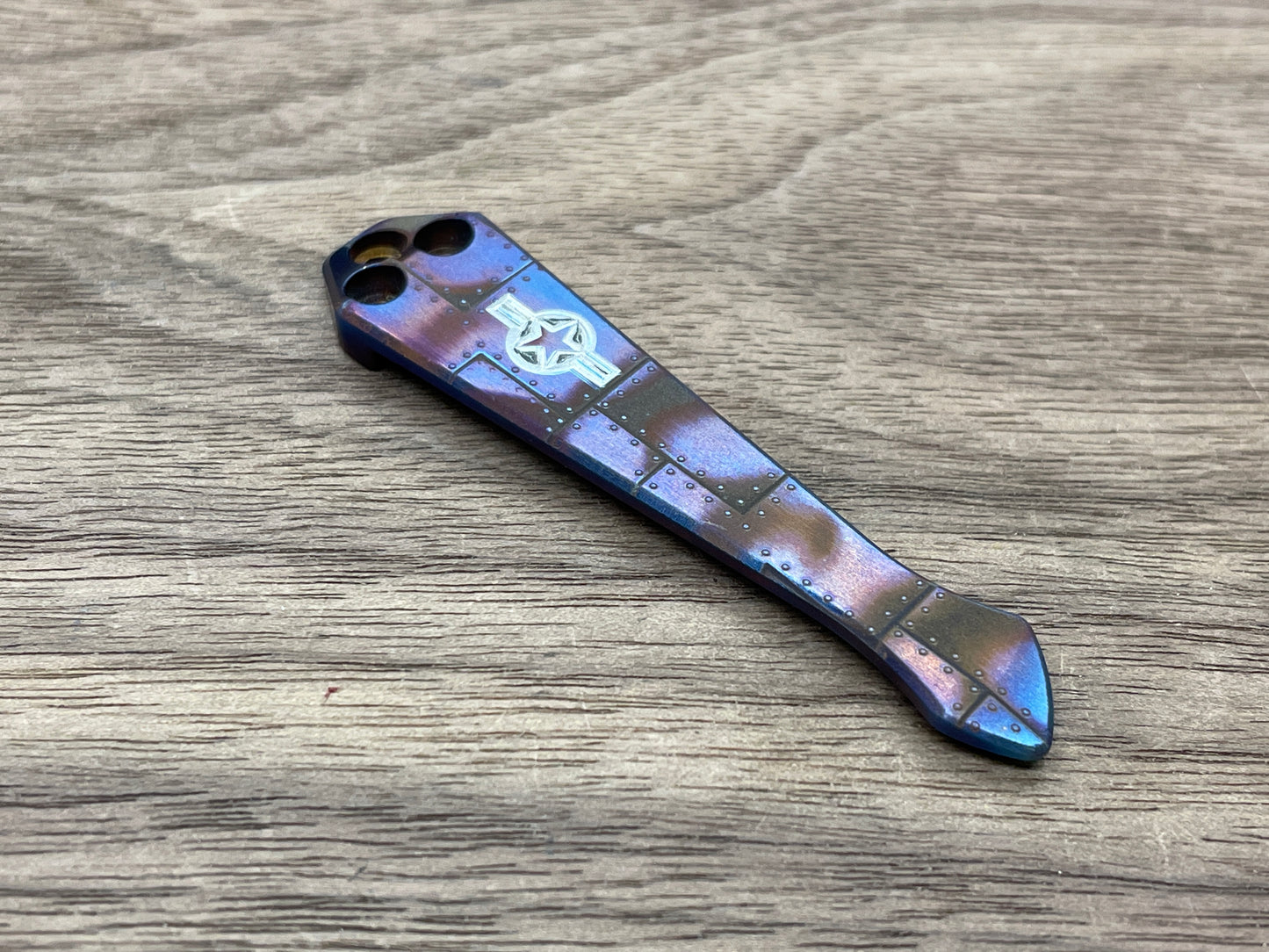 P40 Riveted Flamed Spidy Titanium CLIP for most Spyderco models