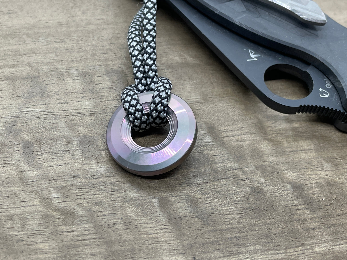 Teal Magenta TITANIUM lanyard bead Paracord bead Beard bead