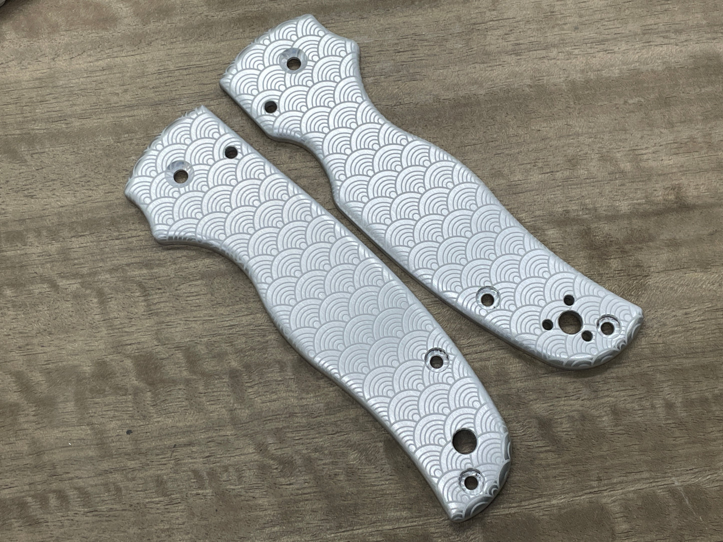 SEIGAIHA pattern Aerospace Aluminum scales for SHAMAN Spyderco