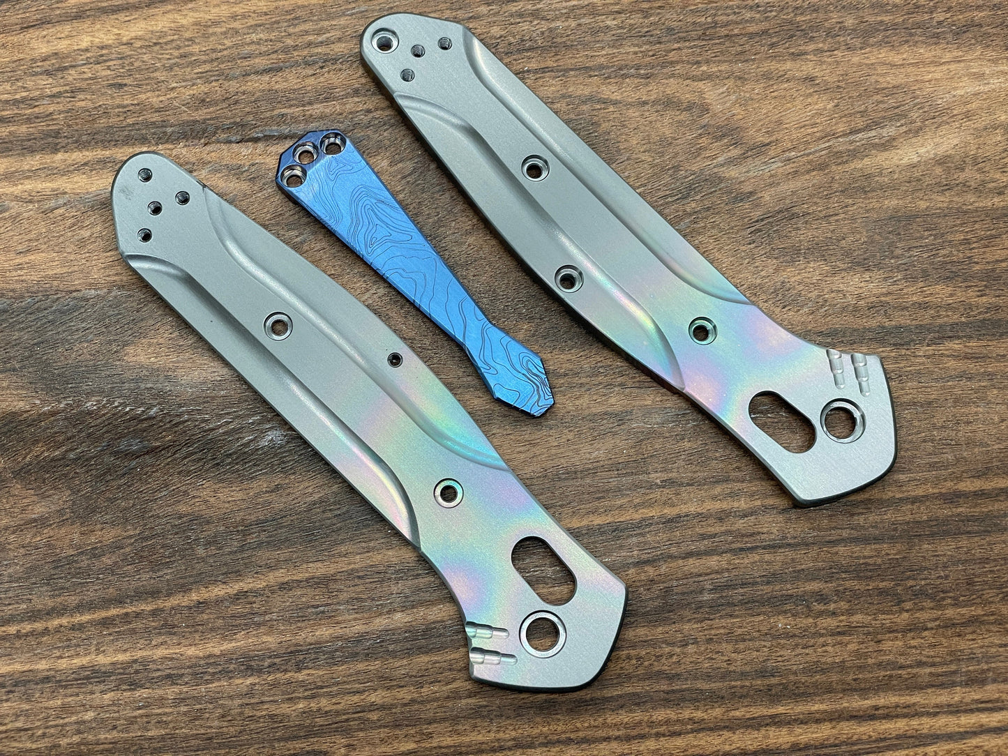 Blue ano TOPO engraved Dmd Titanium CLIP for most Benchmade models