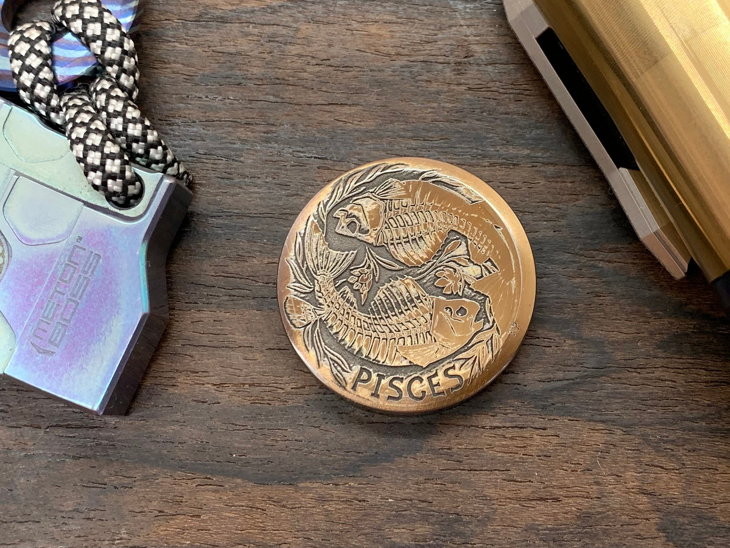 4 sizes PISCES engraved Titanium Worry Coin Challenge Coin