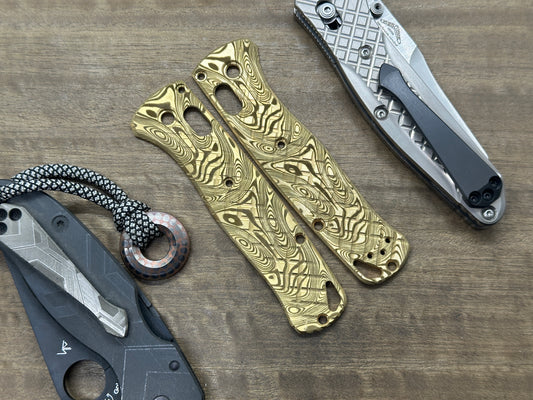 Dama FISH pattern engraved FRAG milled Brass Scales for Benchmade Bugout 535