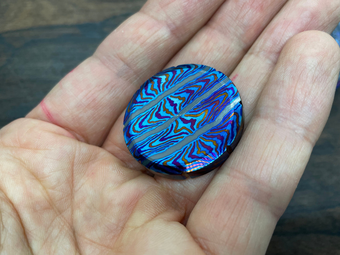 1.23in MOSAIC ZircuTi Spinning Worry Coin Black Timascus