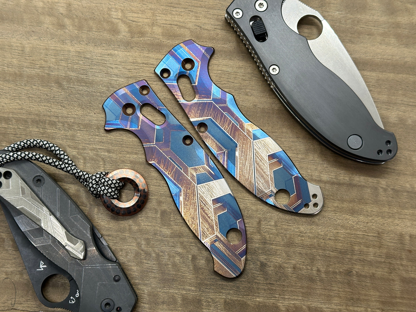 FALCON heat ano engraved Titanium scales for Spyderco MANIX 2