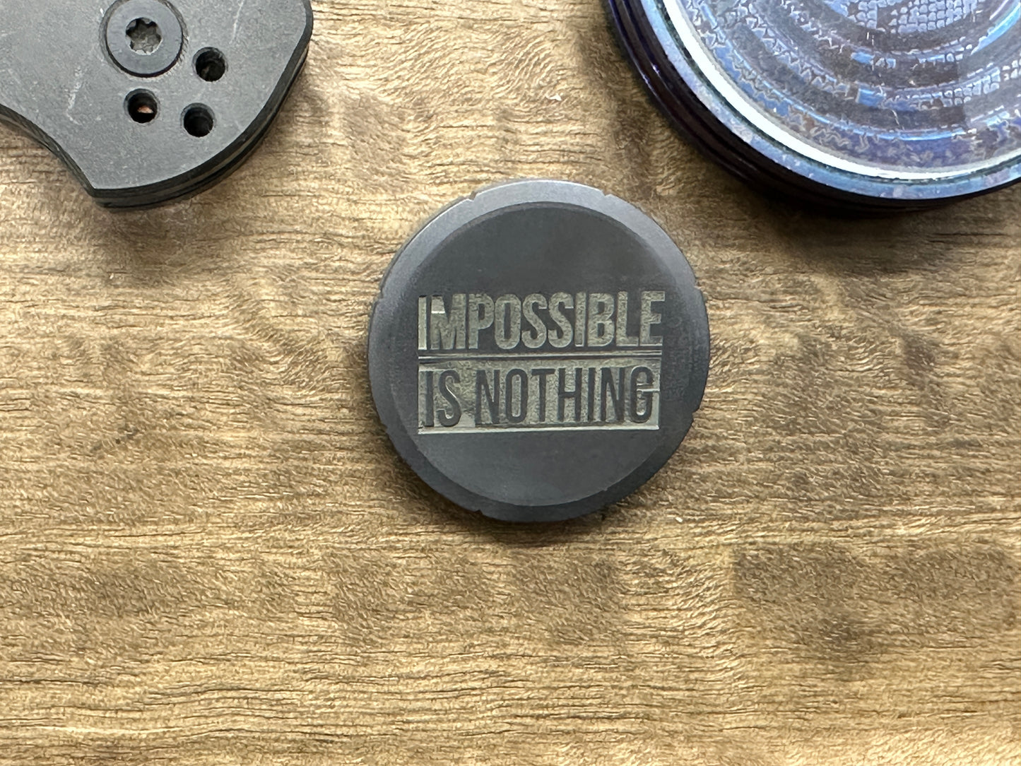 Impossible is Nothing Black TUNGSTEN Spinning Worry Coin Spinning Top