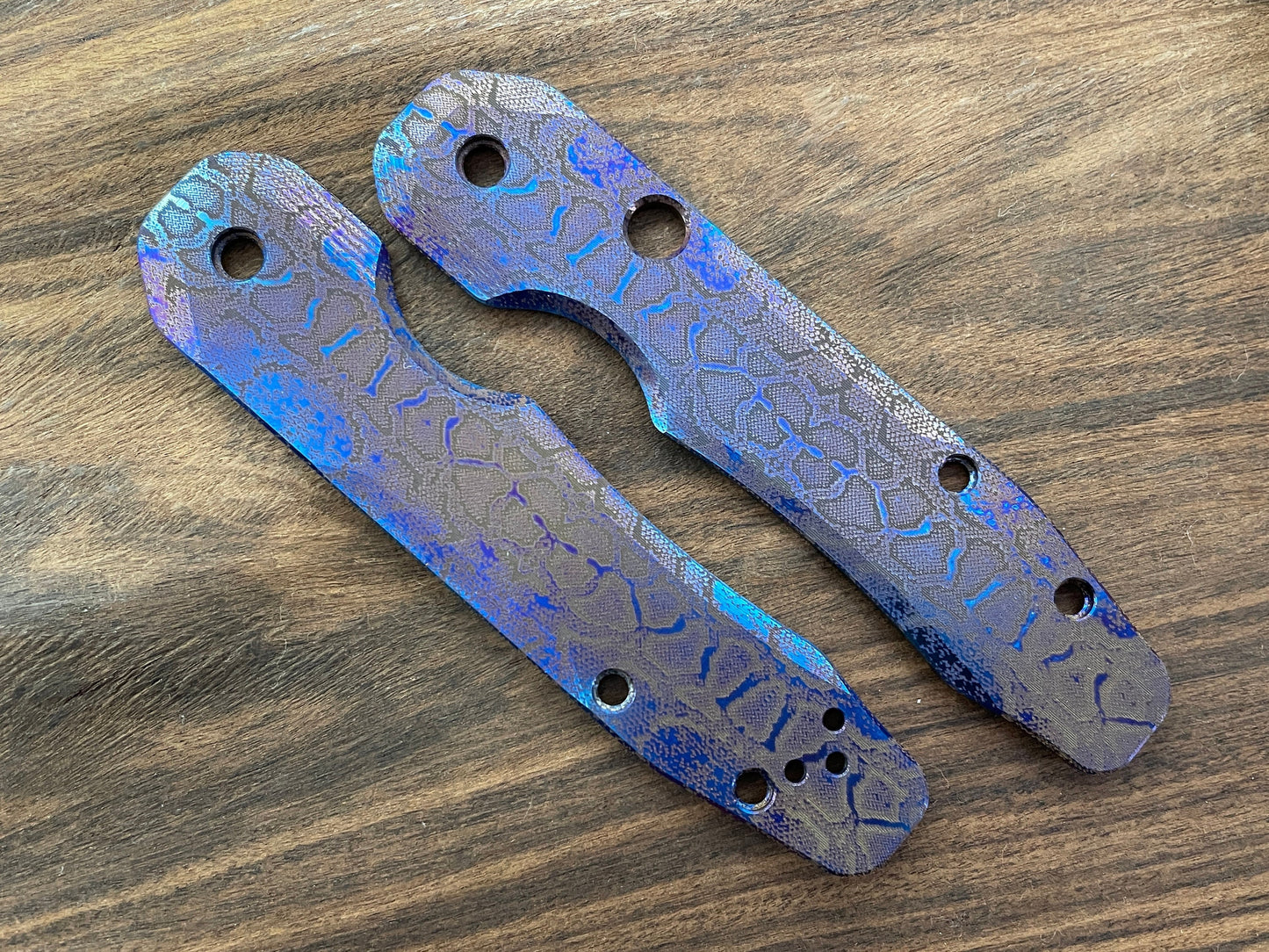 Flamed REPTILIAN Titanium Scales for Spyderco SMOCK