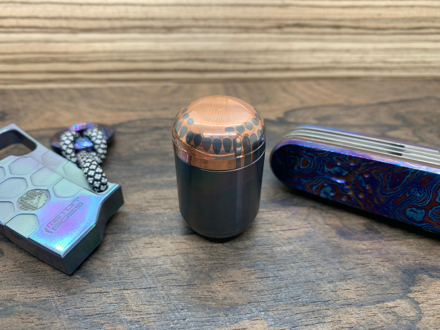 Polished SUPERCONDUCTOR / Black Rainbow Zirconium Pill box Stash box