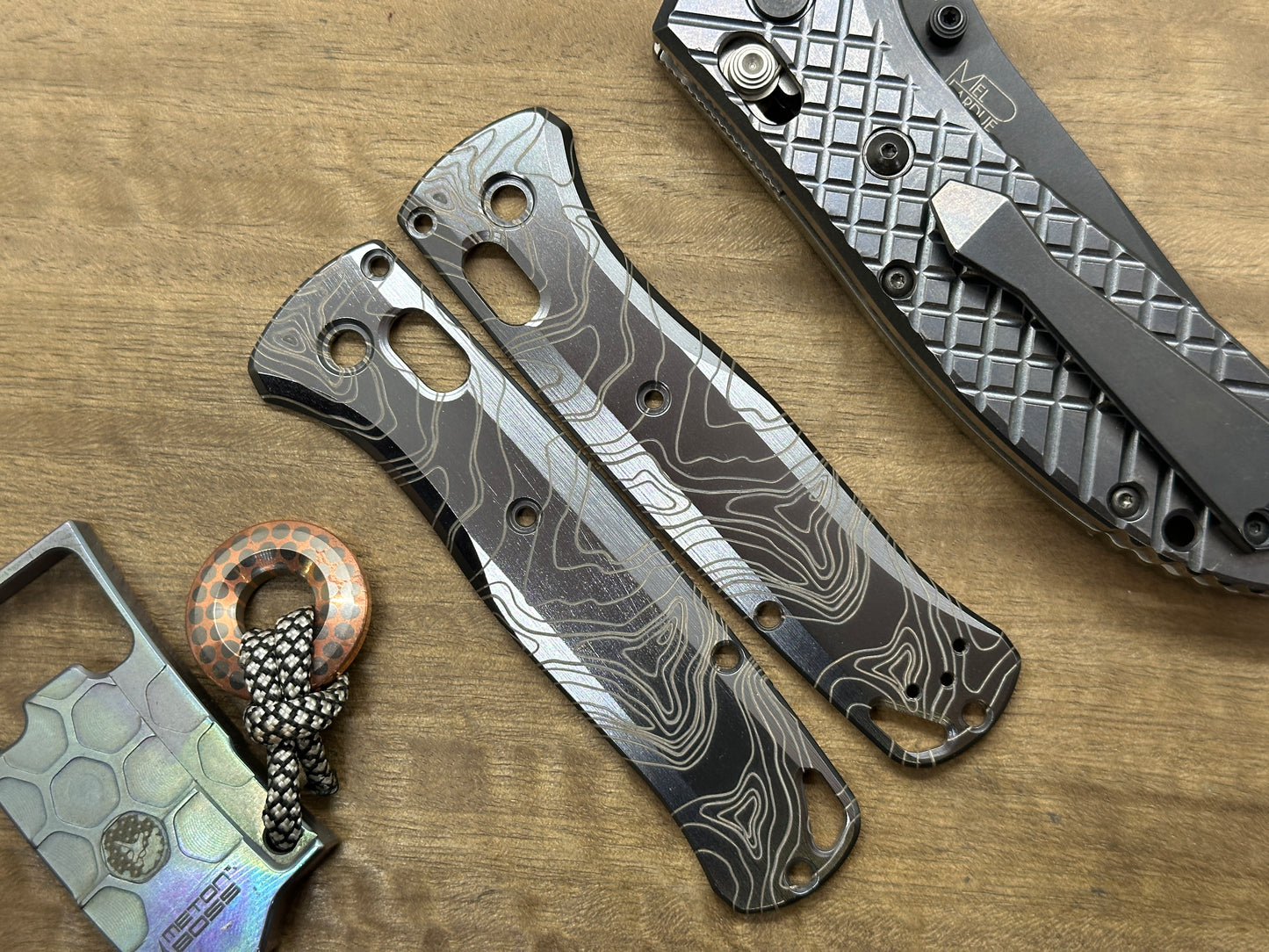 Black TOPO heat ano Titanium Scales for Benchmade Bugout 535