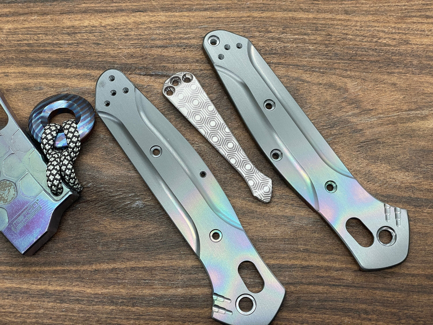 HONEYCOMB engraved SPIDY Titanium CLIP for most Benchmade models