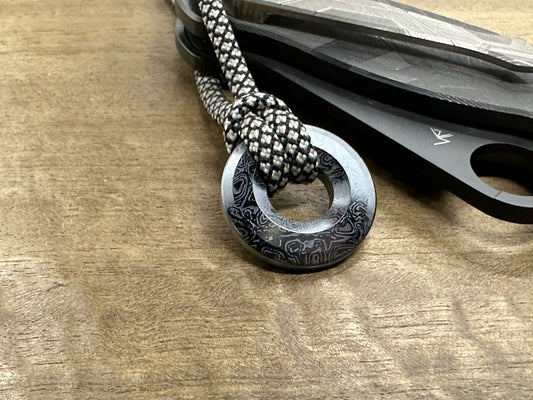 ALIEN Black engraved TITANIUM lanyard bead Paracord bead Beard bead